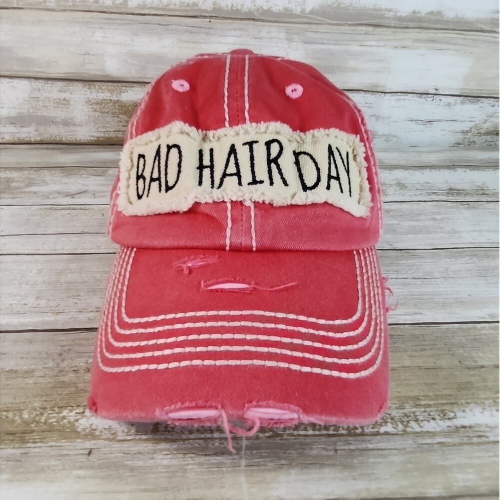 Distressed  Bad‎ Hair Day Pink KB Ethos Women's Baseball Cap/Hat Bad Hair Day